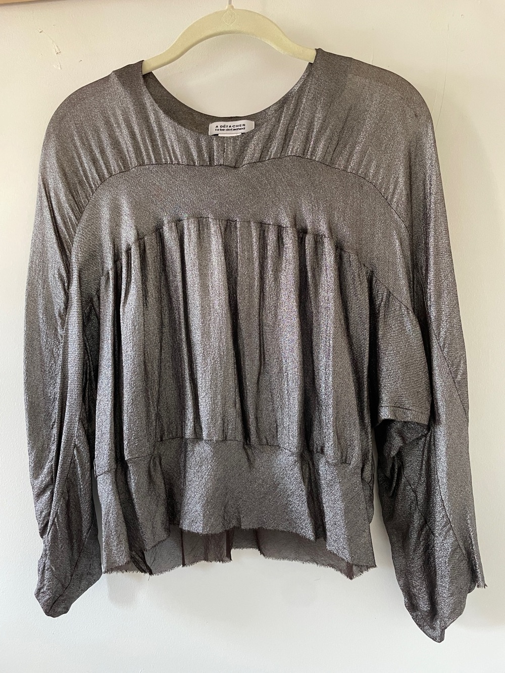 A Detacher Sheer Blouse Size 4 Grey Metallic